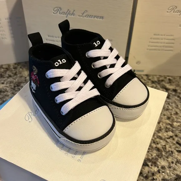Polo Ralph Lauren Hamptyn USA Basketball Bear baby booties 3-6 mo shoes sz 2