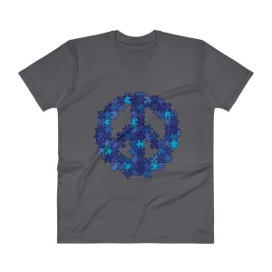 Puzzle Peace Sign V-Neck T-Shirt
