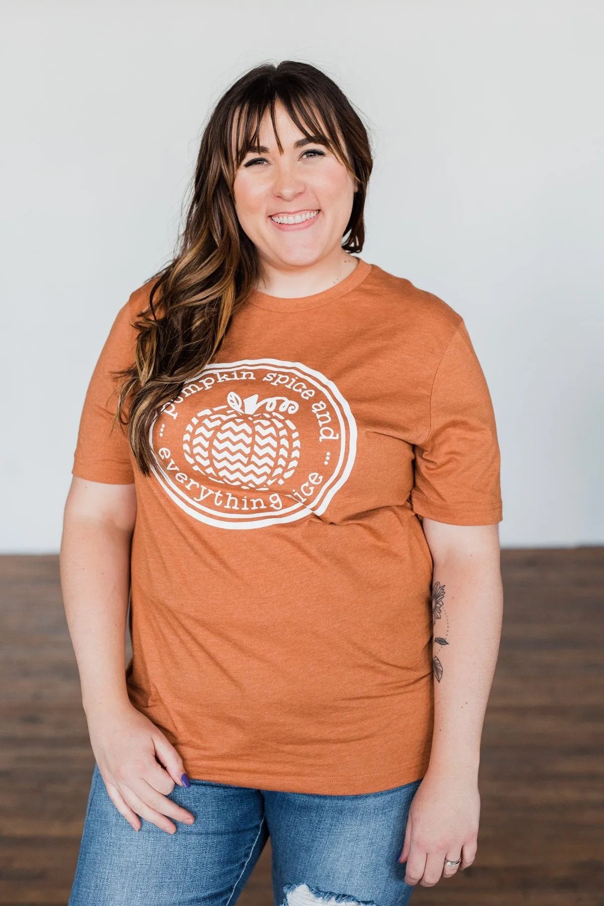 "Pumpkin Spice And Everything Nice" Graphic Tee- Burnt Orange