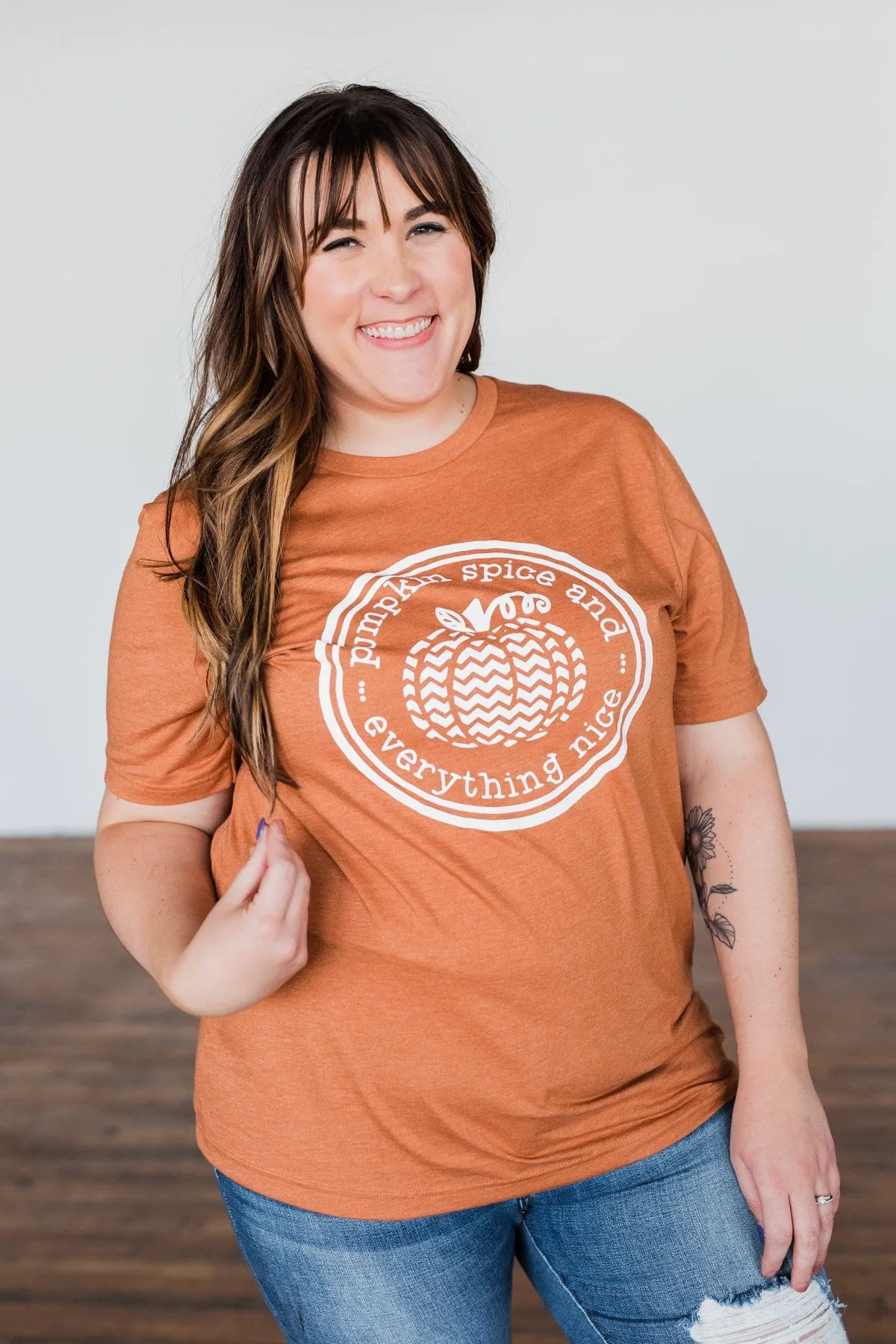 "Pumpkin Spice And Everything Nice" Graphic Tee- Burnt Orange
