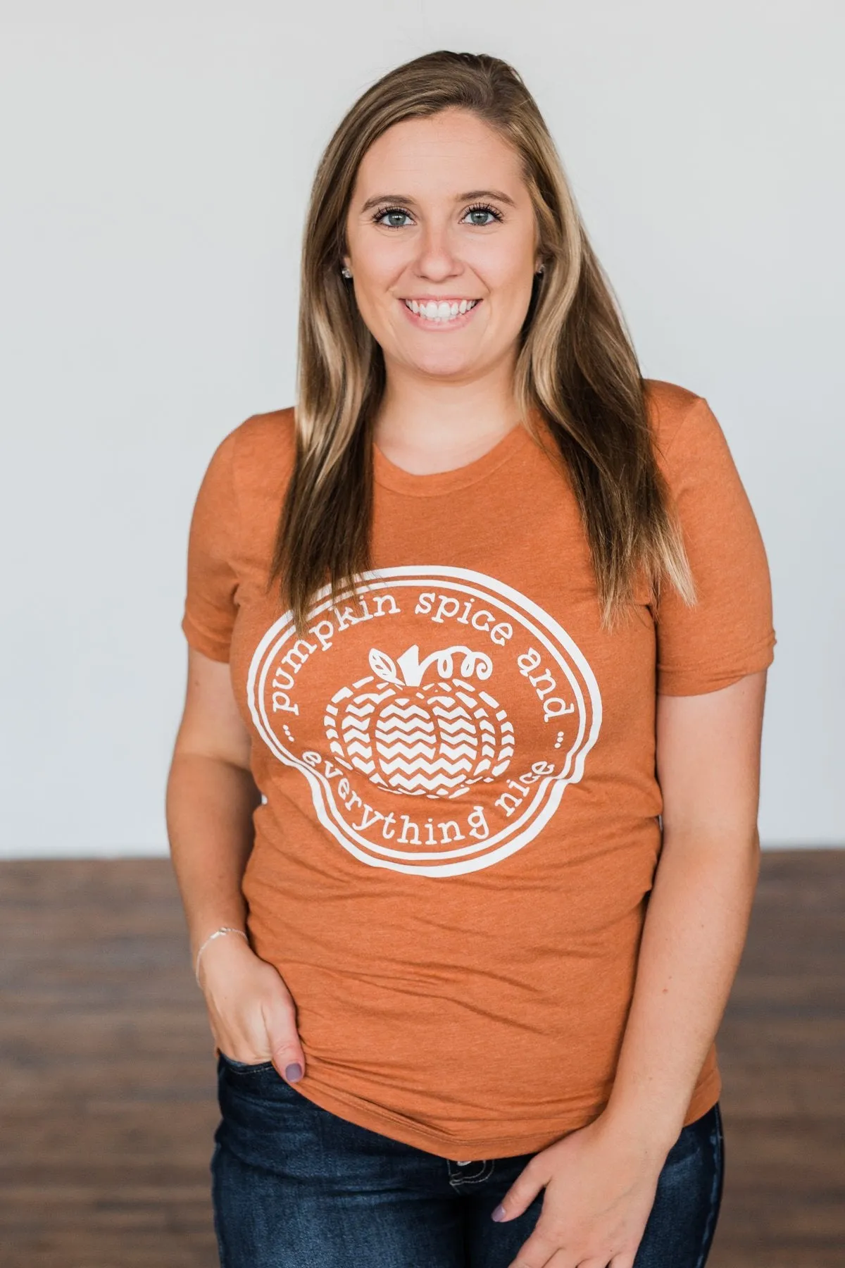 "Pumpkin Spice And Everything Nice" Graphic Tee- Burnt Orange