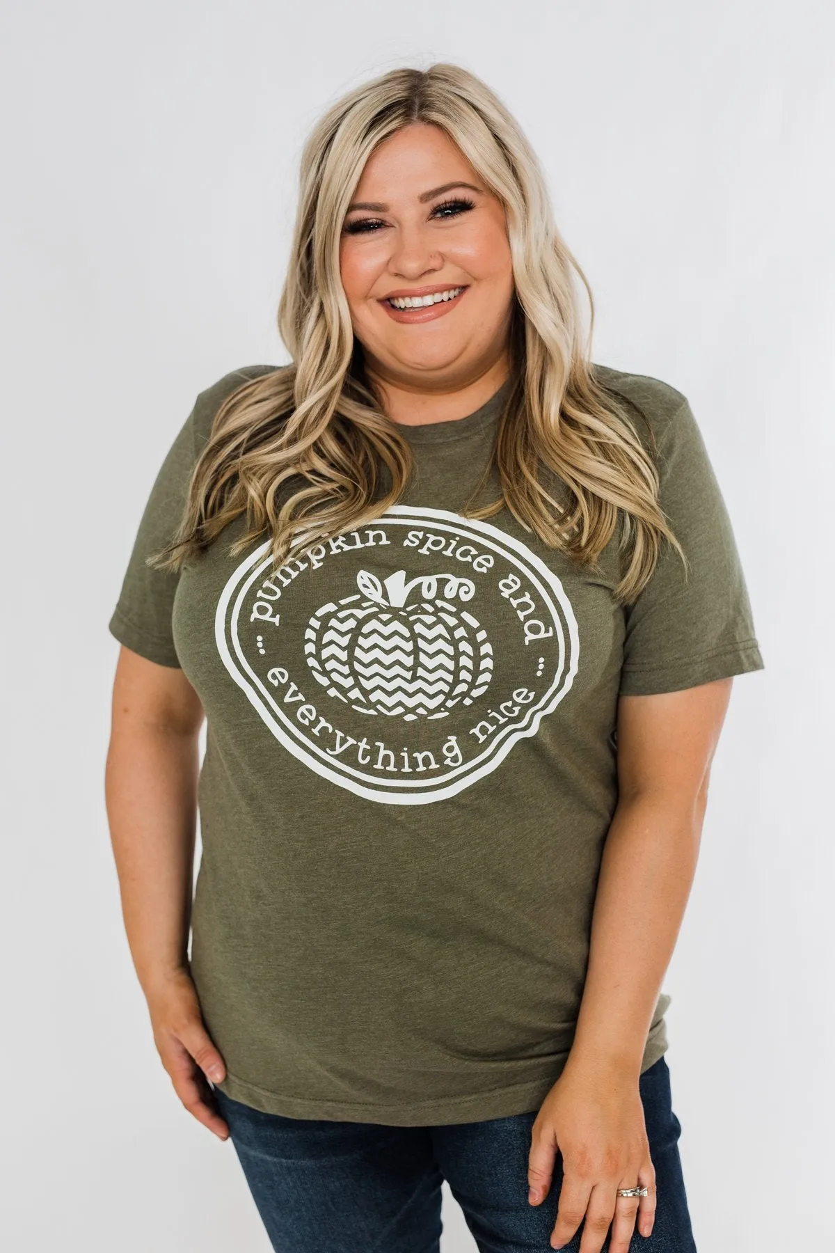 "Pumpkin Spice And Everything Nice" Graphic Tee- Olive