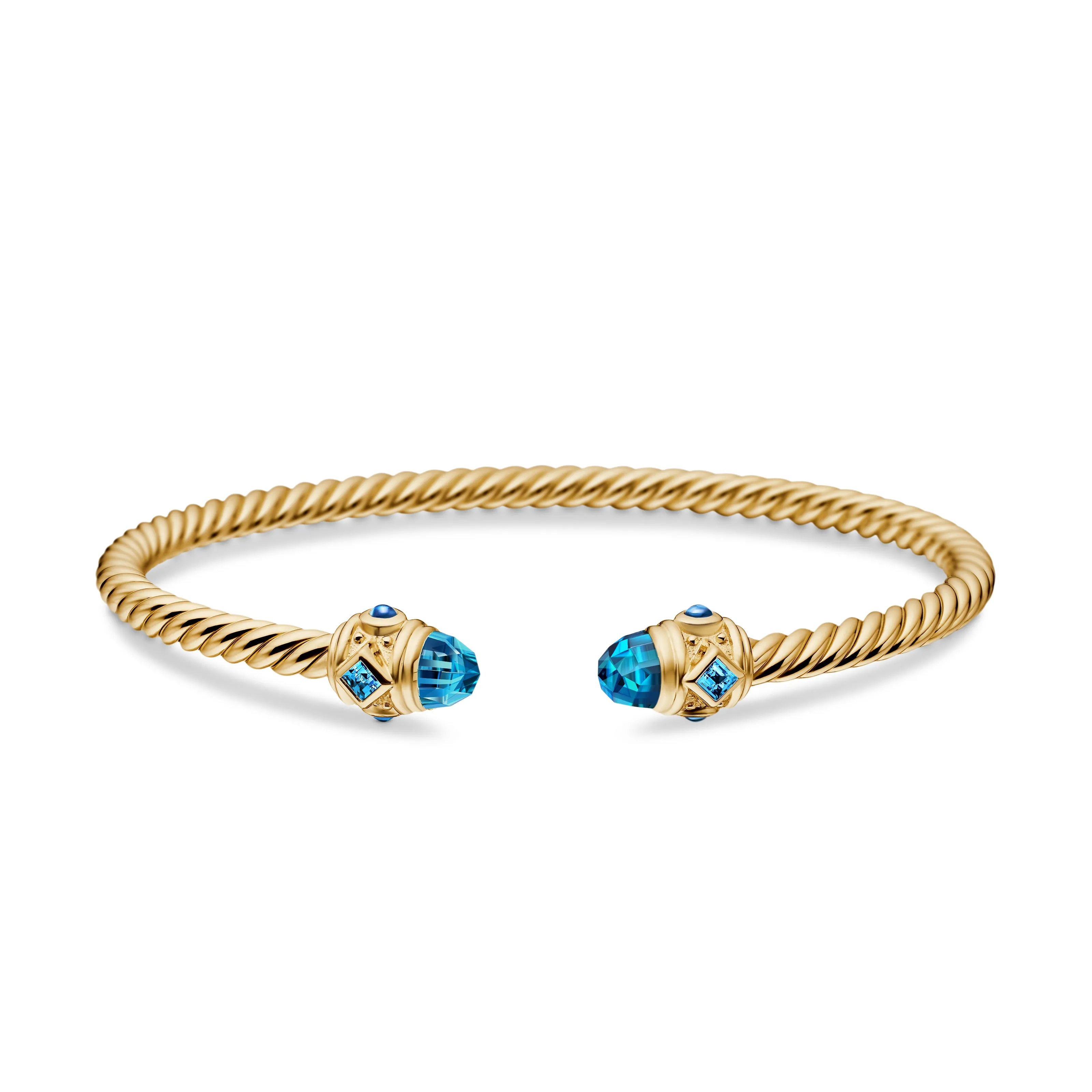 Renaissance® Cablespira Bracelet in 18K Yellow Gold with Hampton Blue Topaz, 3.5mm