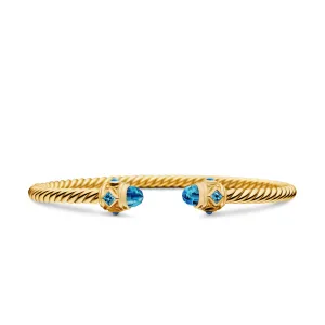 Renaissance® Cablespira Bracelet in 18K Yellow Gold with Hampton Blue Topaz, 3.5mm