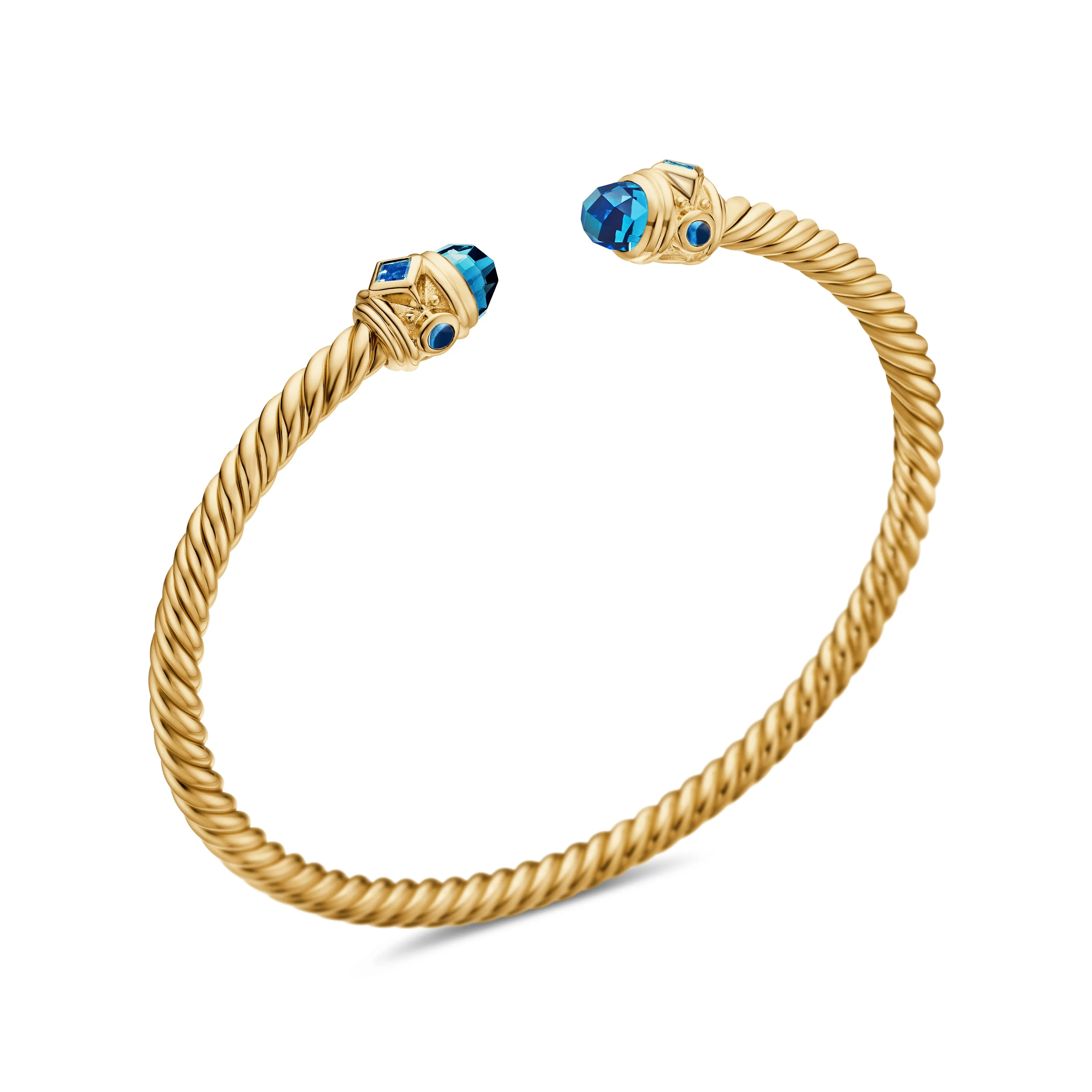 Renaissance® Cablespira Bracelet in 18K Yellow Gold with Hampton Blue Topaz, 3.5mm