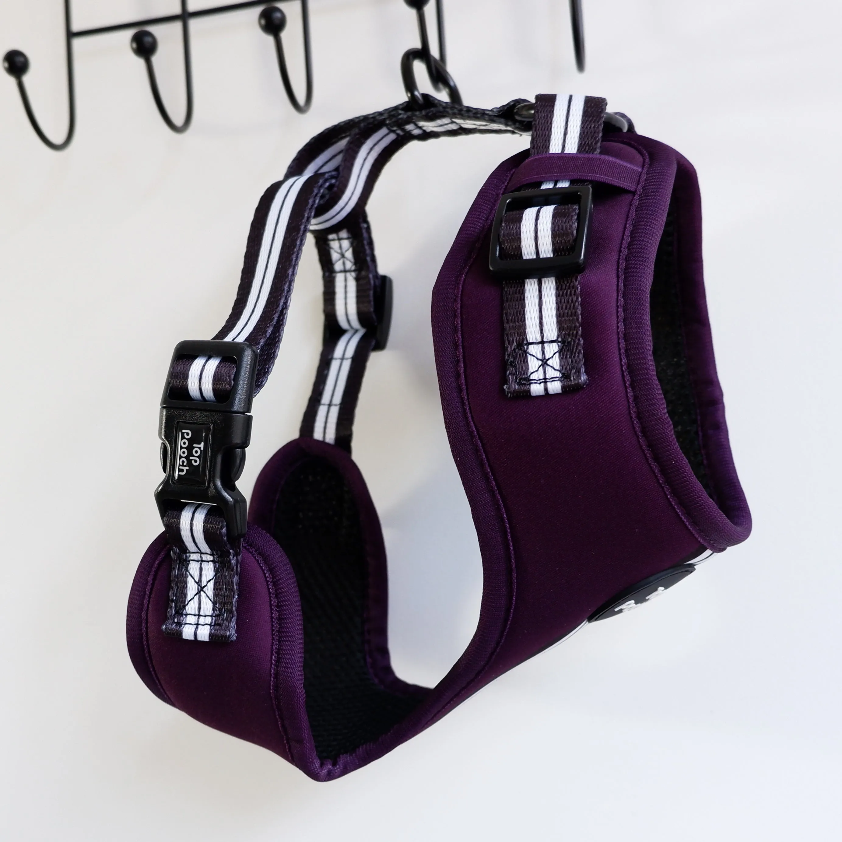 Retro Stripe Dog Harness - Aubergine