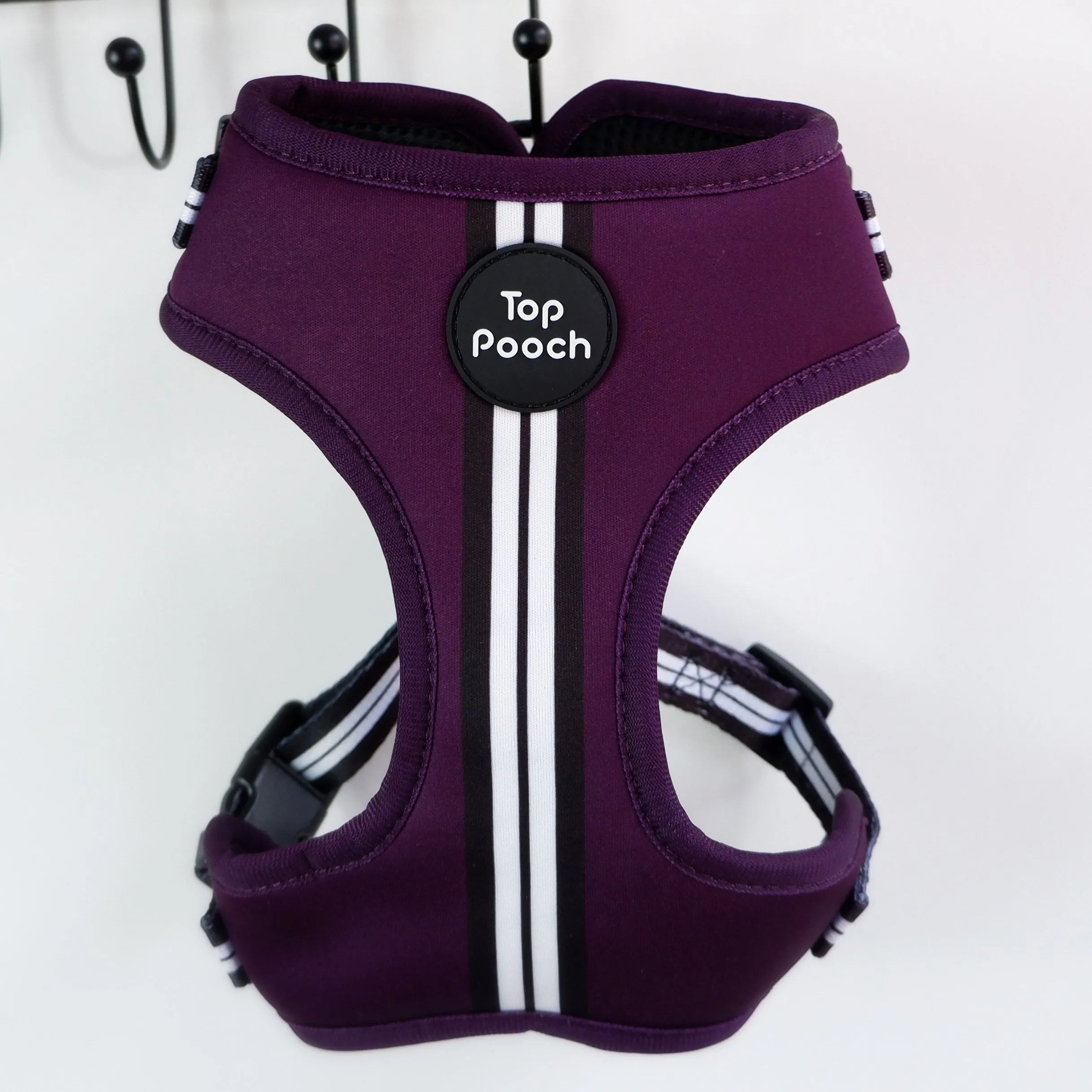 Retro Stripe Dog Harness - Aubergine
