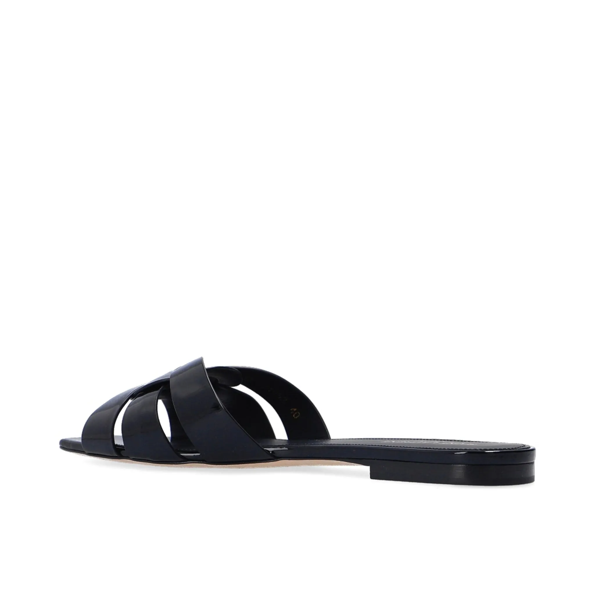SAINT LAURENT Tribute Leather Slide Sandals