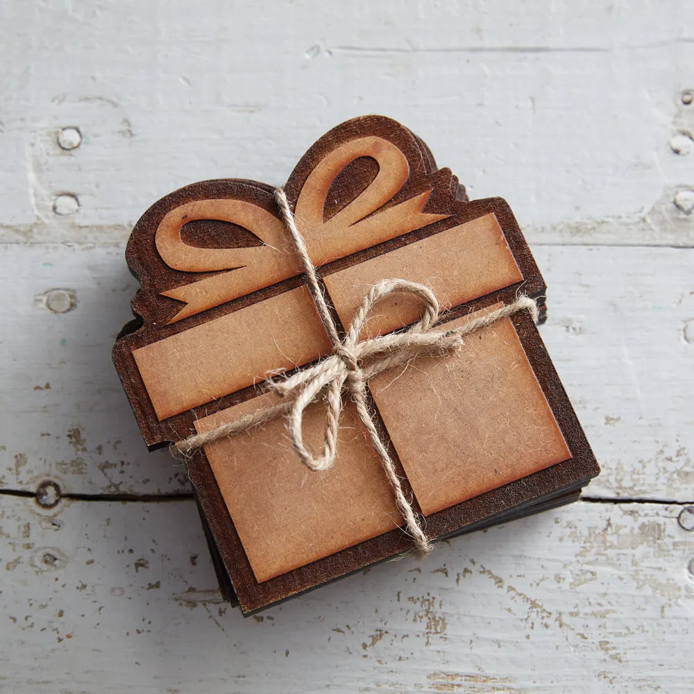Set of 4 Cozy Wood-Burned Christmas Drink Coasters