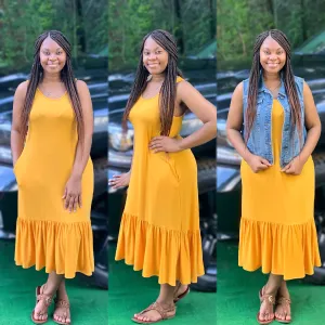 Sherri Ruffle Dress (Gold)