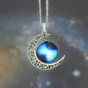 Silver Moon Galaxy Necklace