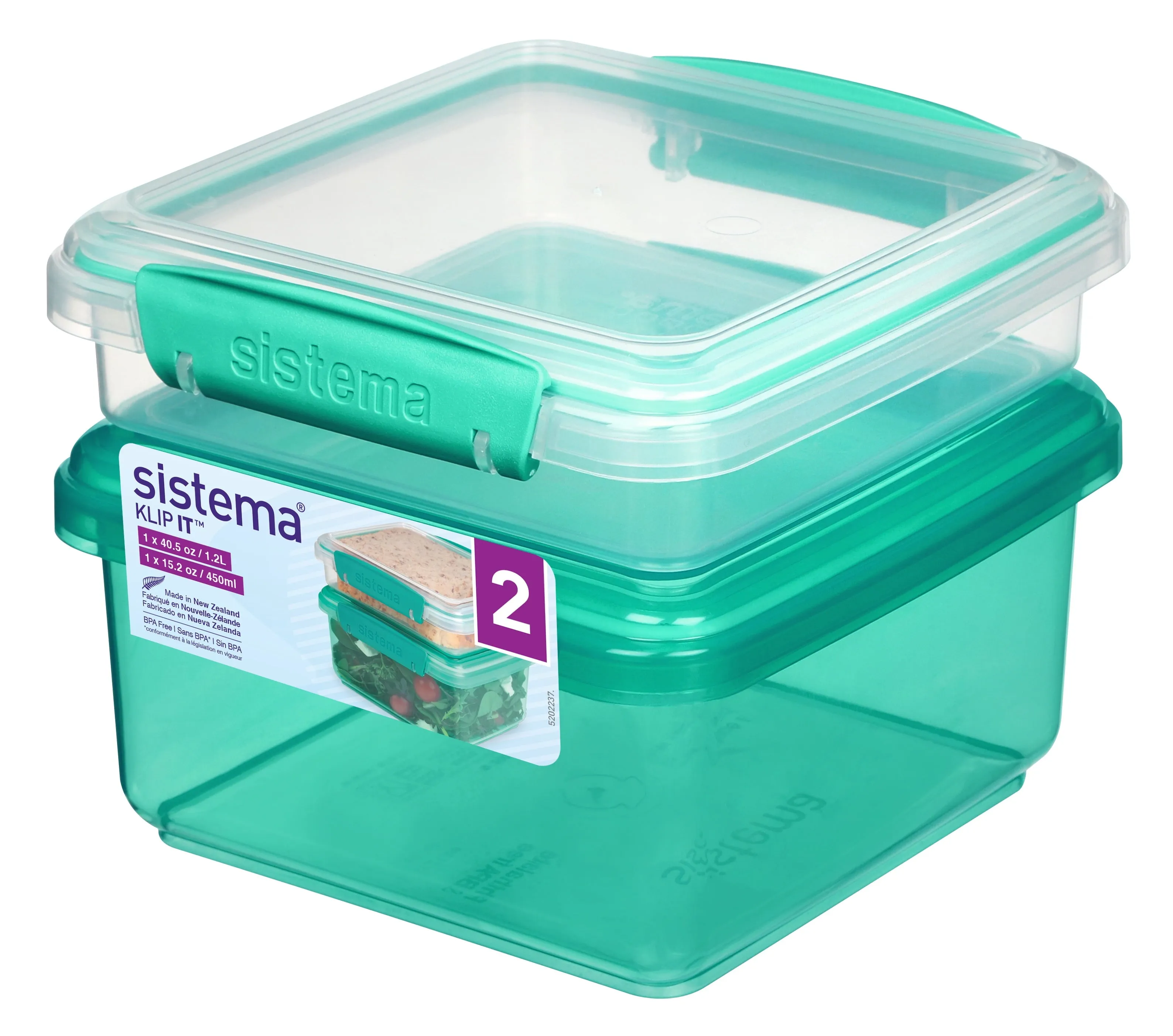 Sistema It Lunch Plus with Sandwich Plastic Food Storage Containers Set of 2