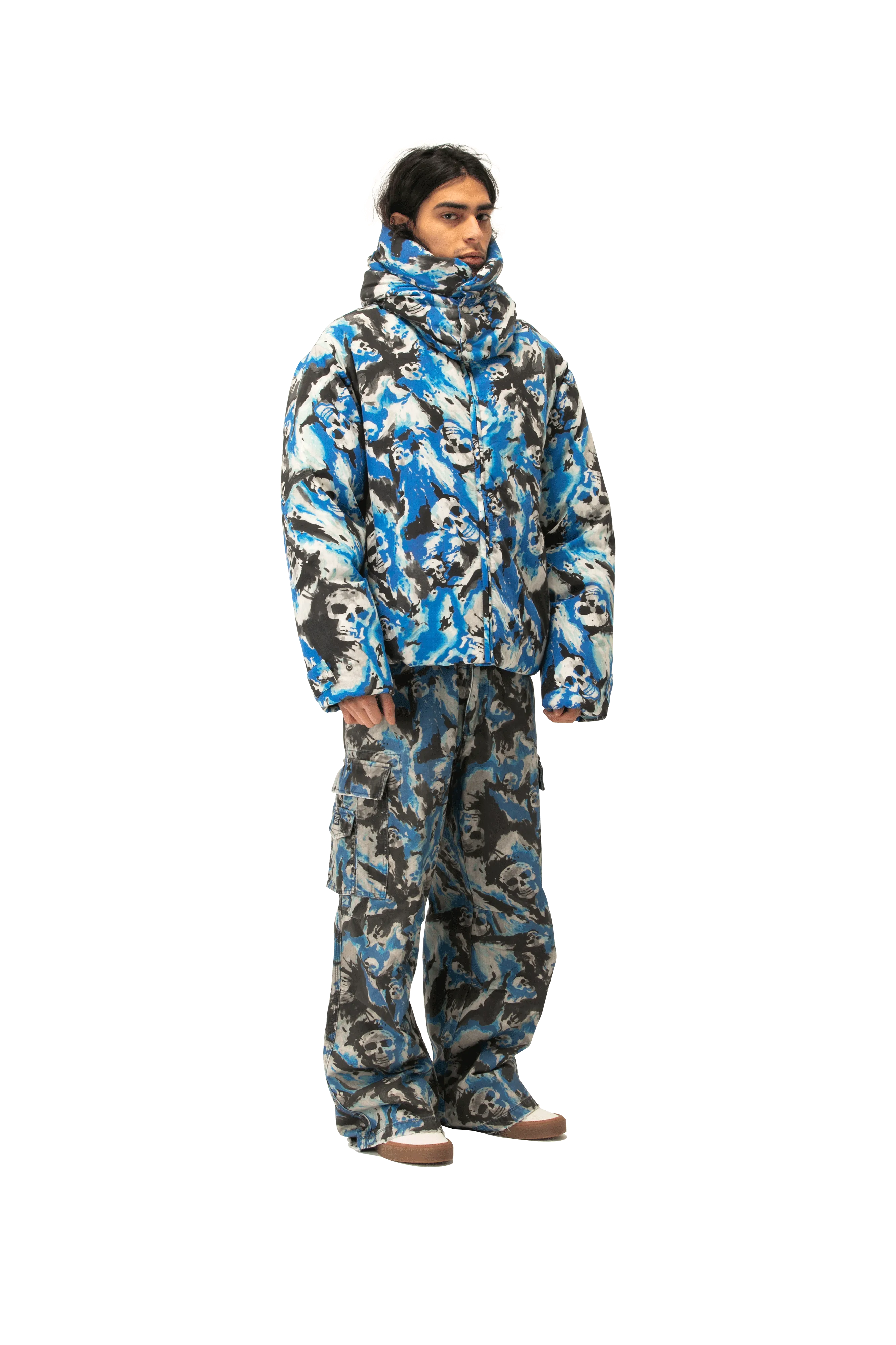 Skull Puffer Jacket Woven