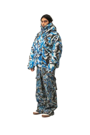Skull Puffer Jacket Woven