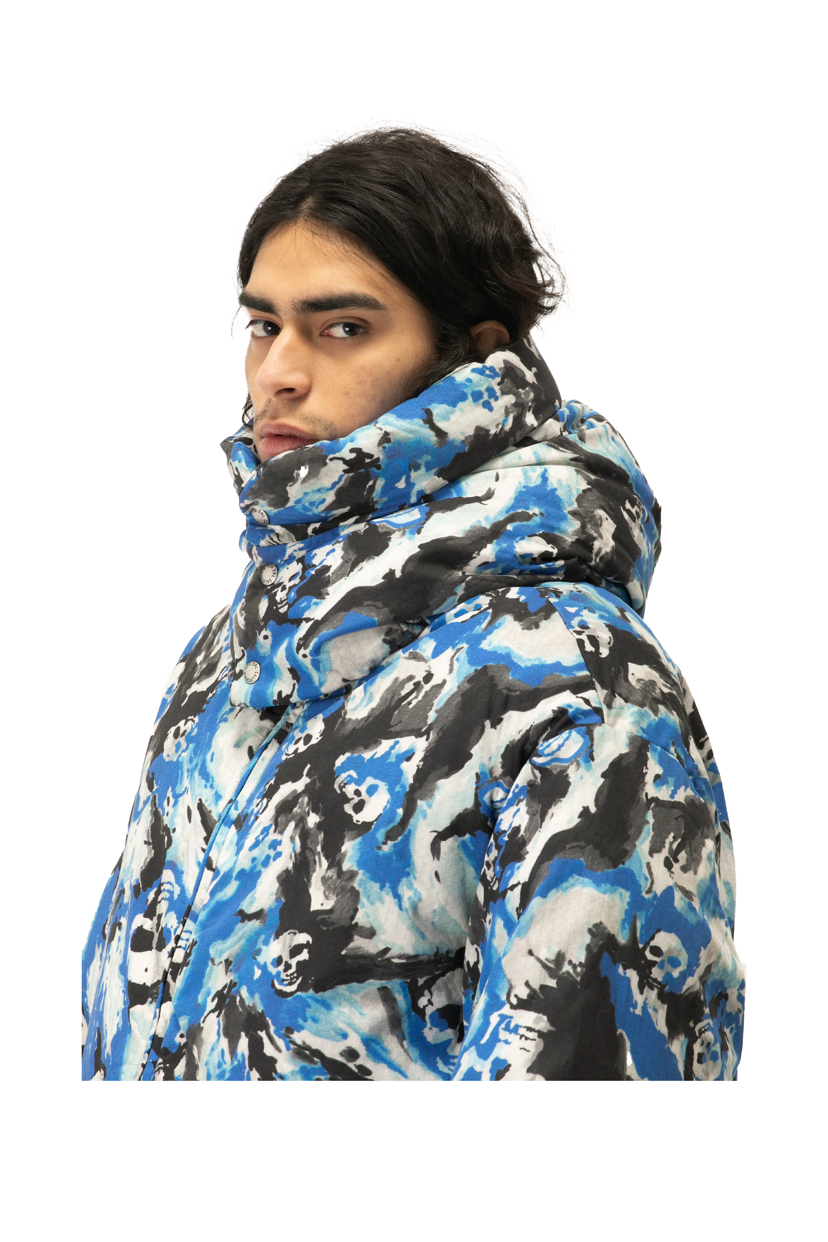 Skull Puffer Jacket Woven