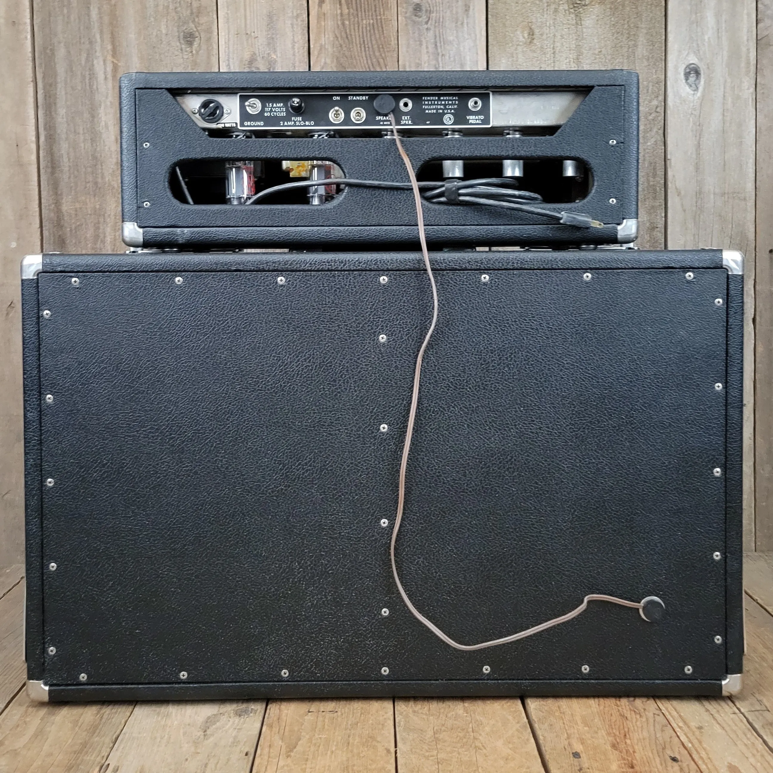 SOLD - Fender Vintage 1966 Black Panel Bandmaster AB763 40 Watt 2 Channel Head and 2x12 Cabinet
