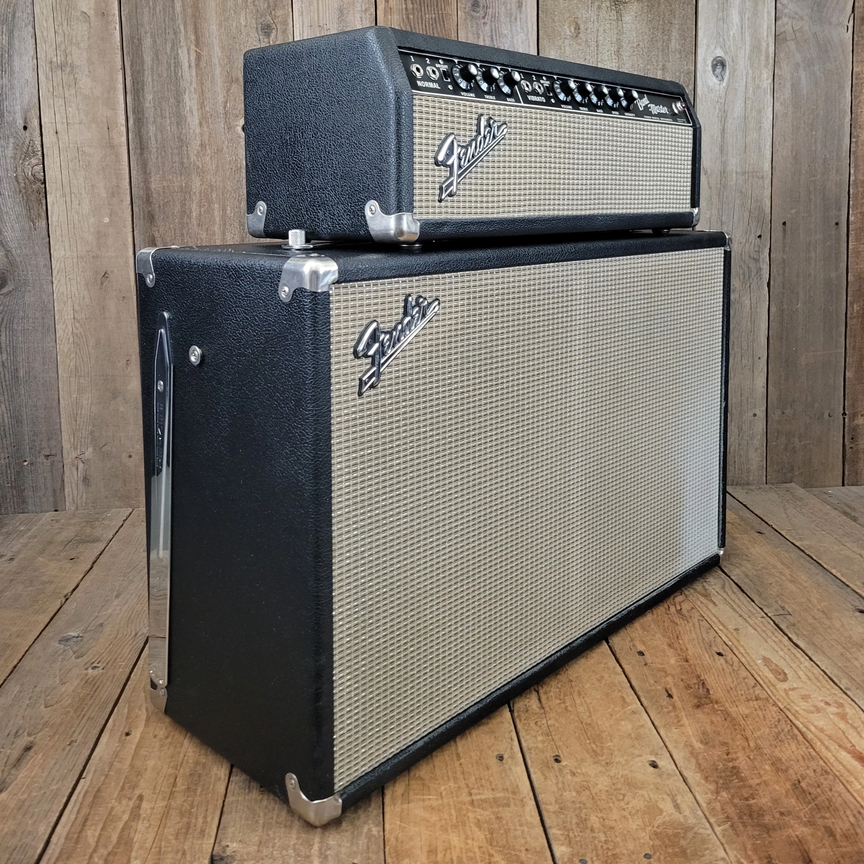SOLD - Fender Vintage 1966 Black Panel Bandmaster AB763 40 Watt 2 Channel Head and 2x12 Cabinet