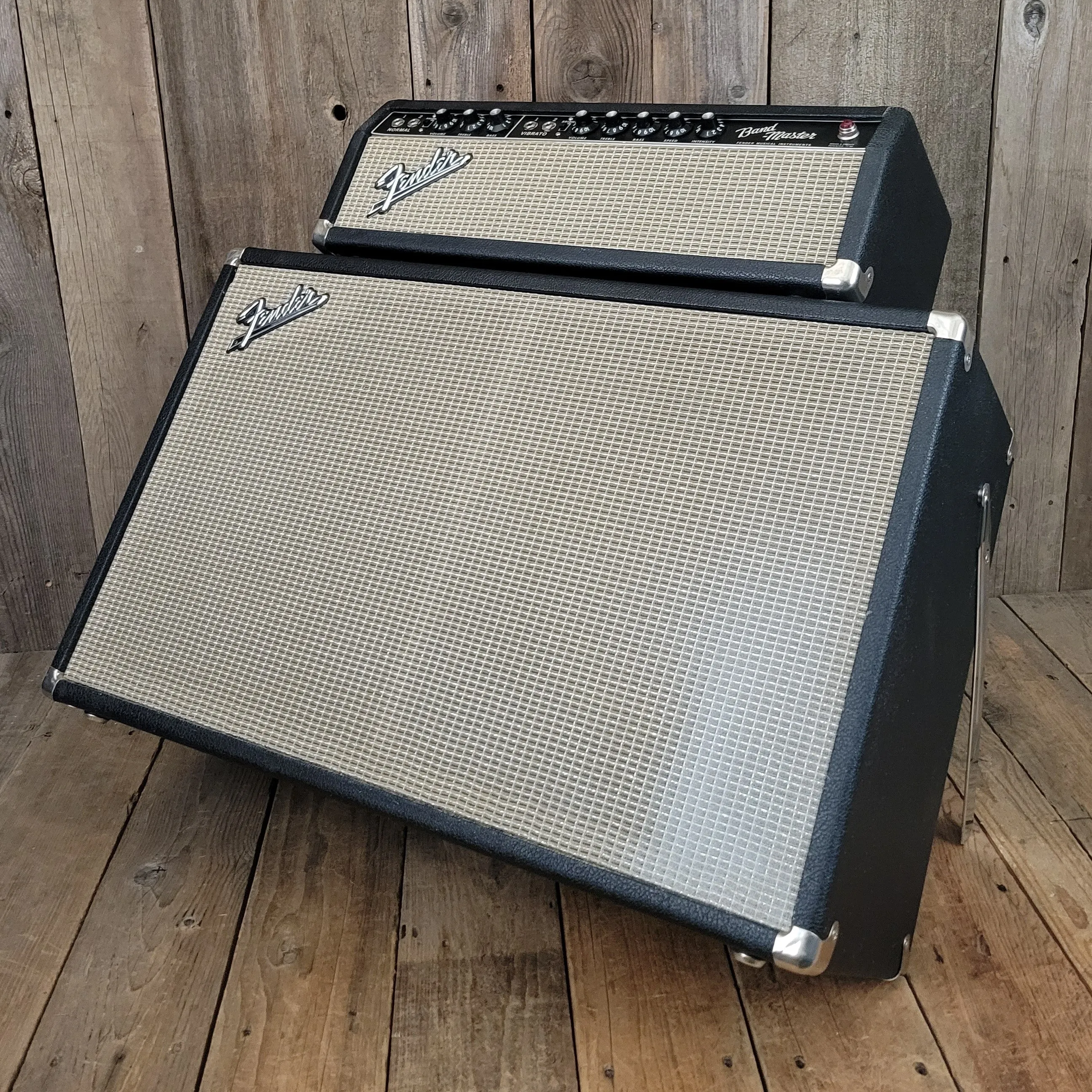 SOLD - Fender Vintage 1966 Black Panel Bandmaster AB763 40 Watt 2 Channel Head and 2x12 Cabinet