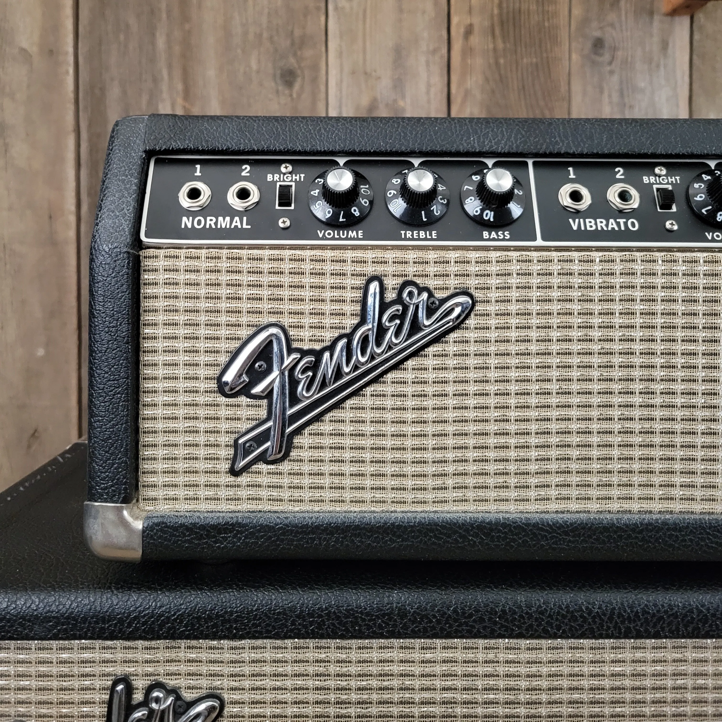 SOLD - Fender Vintage 1966 Black Panel Bandmaster AB763 40 Watt 2 Channel Head and 2x12 Cabinet