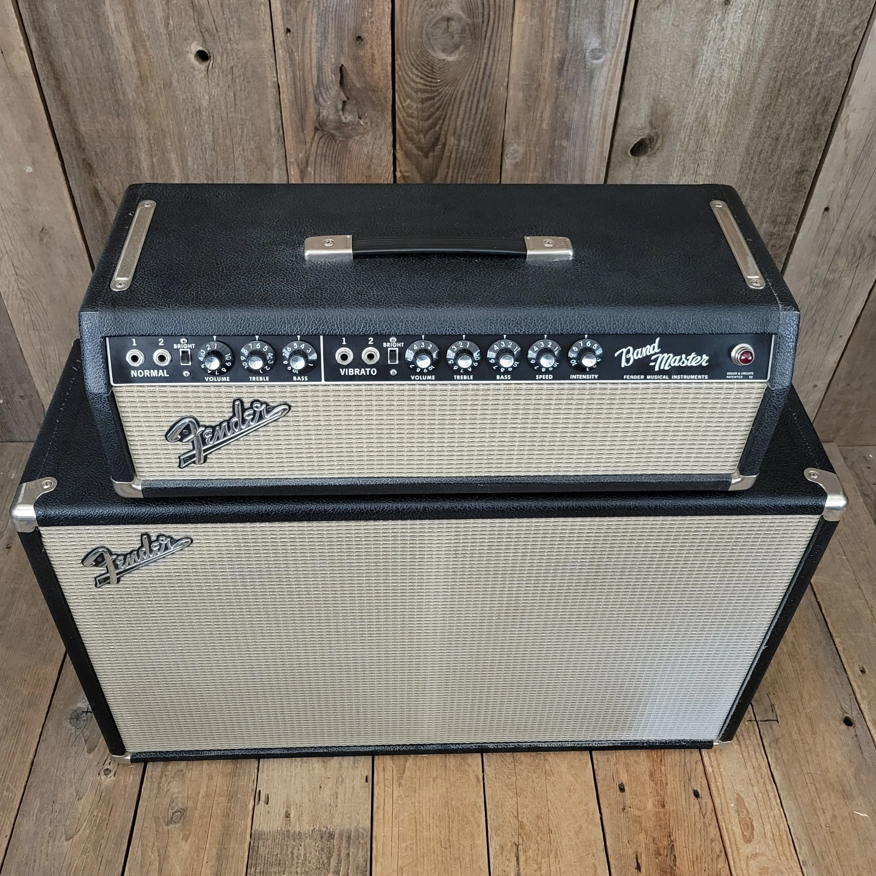 SOLD - Fender Vintage 1966 Black Panel Bandmaster AB763 40 Watt 2 Channel Head and 2x12 Cabinet