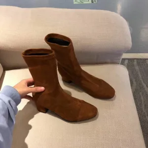 style winter boots women  fashion soft genuine leather women boots spring and autumn socks boots stretch boot