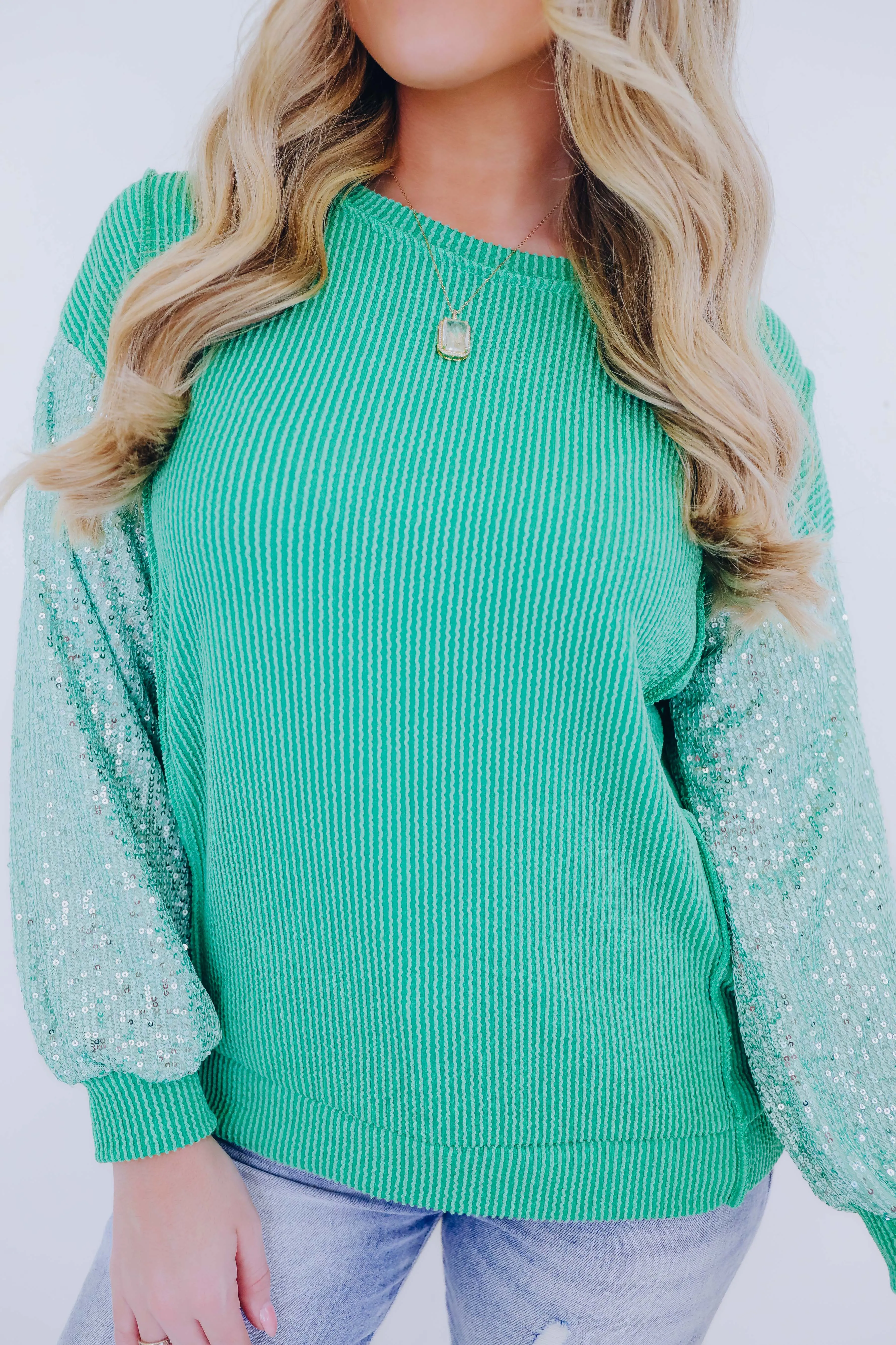 Tessa Textured Sequin Sleeve Top - 3 Colors