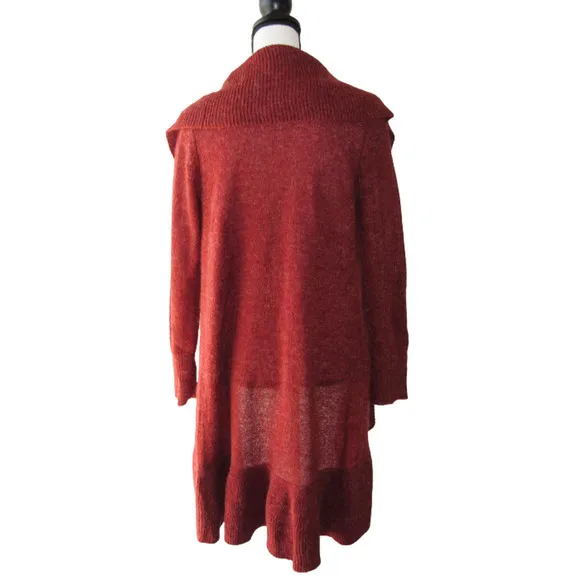 The Limited Size S Orange Cozy Alpaca Mohair Blend Waterfall Cardigan Sweater