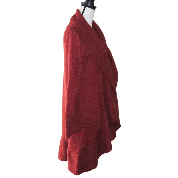 The Limited Size S Orange Cozy Alpaca Mohair Blend Waterfall Cardigan Sweater