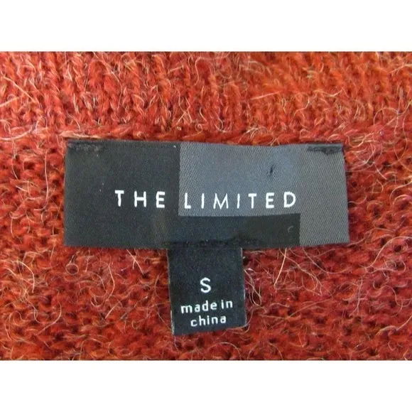 The Limited Size S Orange Cozy Alpaca Mohair Blend Waterfall Cardigan Sweater