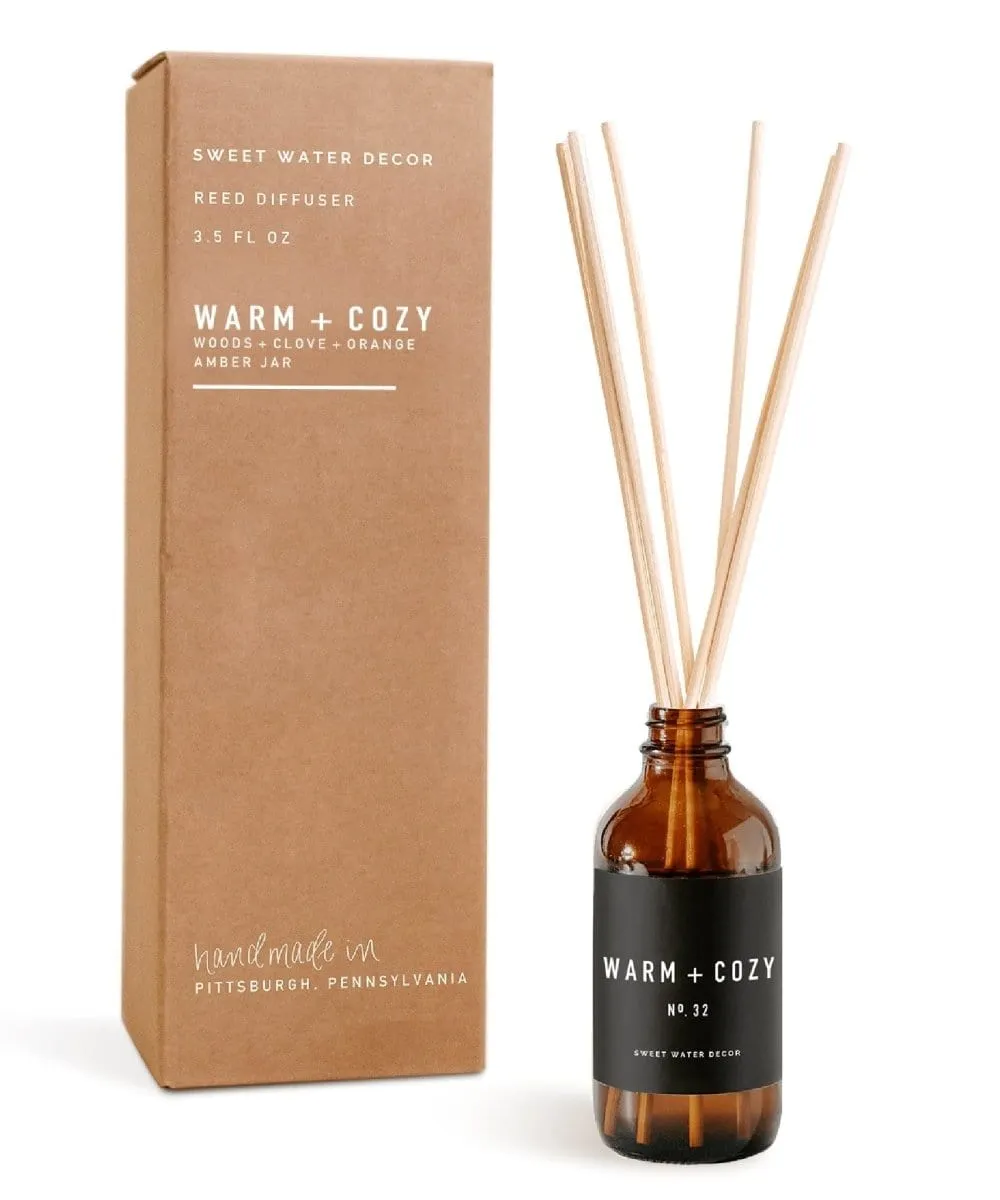 Warm and Cozy Reed Diffuser | Amber or White