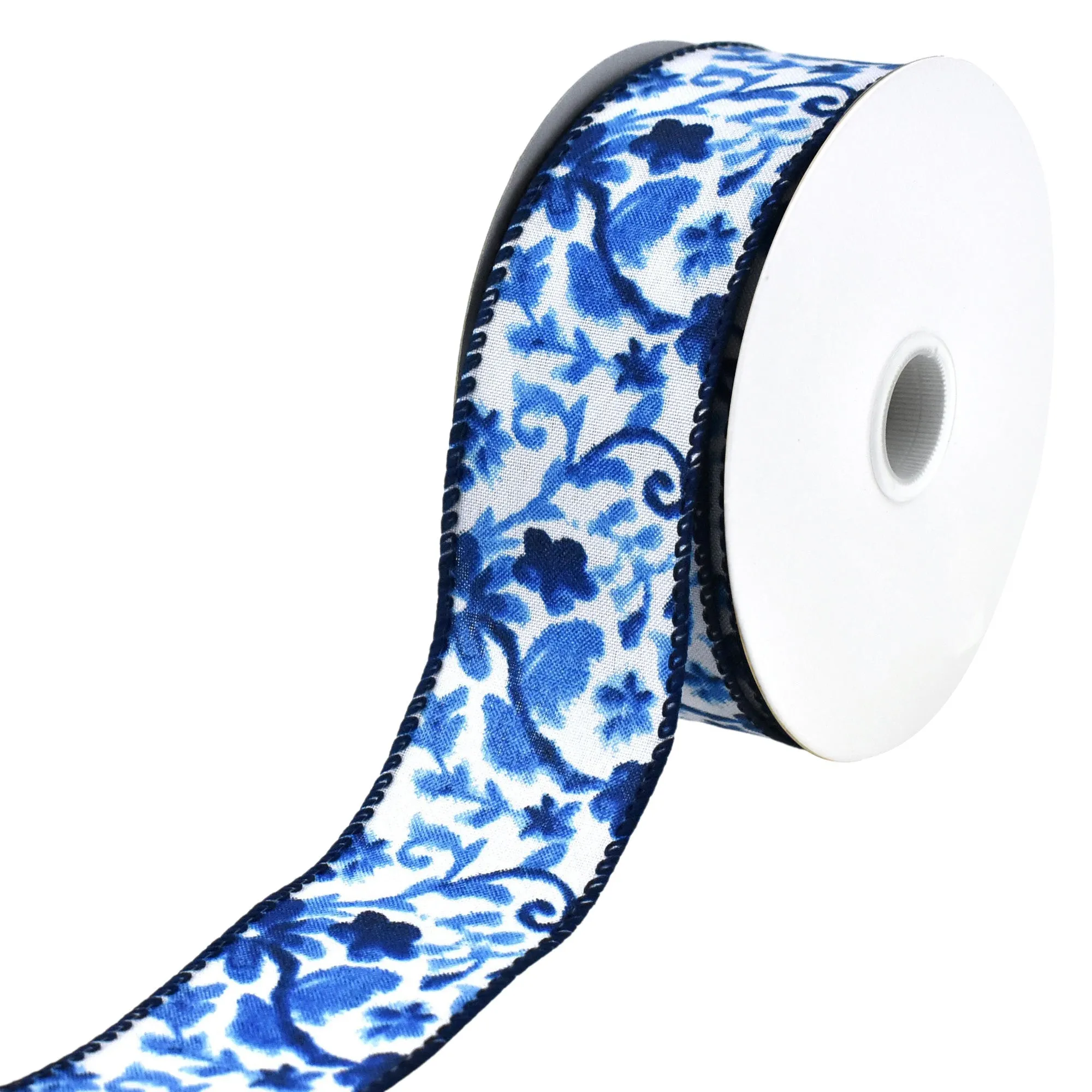 Watercolor Flower Branches Wired Ribbon, 2-1/2-Inch, 10-Yard