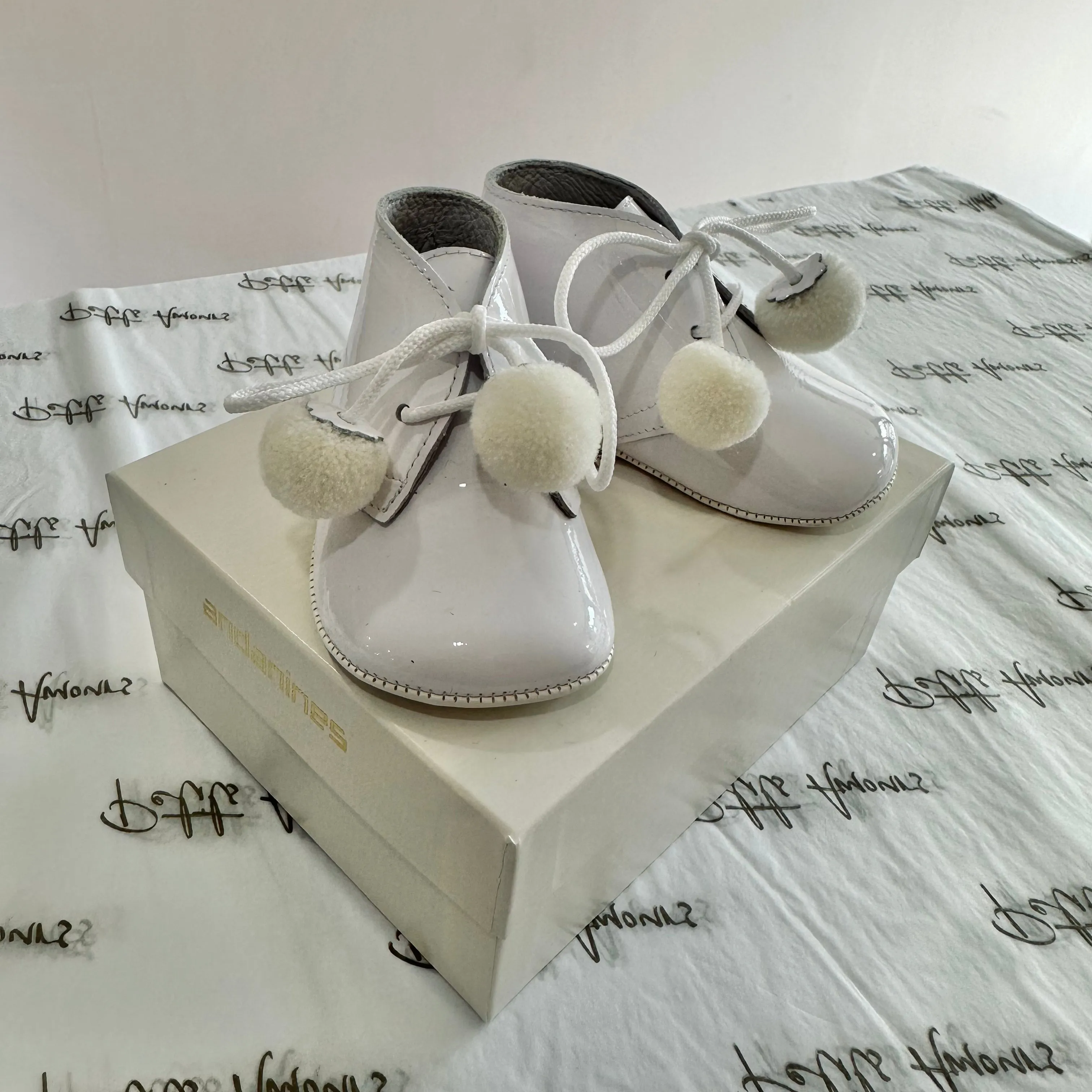 White Pom Pram Boots