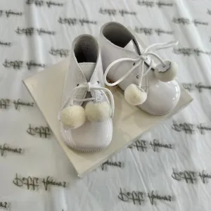 White Pom Pram Boots