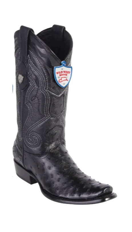 Wild West Botas de Avestruz Horma Dubai Black