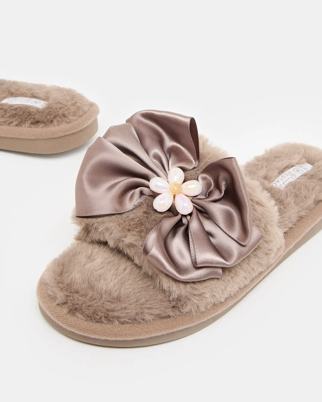 Women Taupe Embellished Slipper