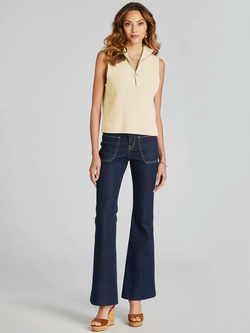 Women's 525 America | All Cotton Sleeveless Half Zip Sweater | Butter