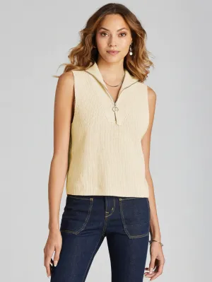 Women's 525 America | All Cotton Sleeveless Half Zip Sweater | Butter