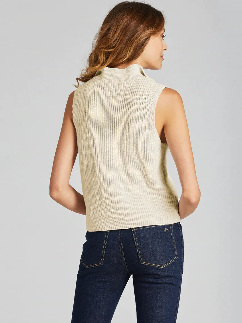 Women's 525 America | All Cotton Sleeveless Half Zip Sweater | Butter