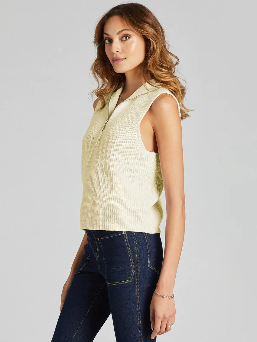 Women's 525 America | All Cotton Sleeveless Half Zip Sweater | Butter