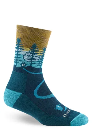 Women's Dark Teal Northwoods Cushioned Wool Hiking Socks