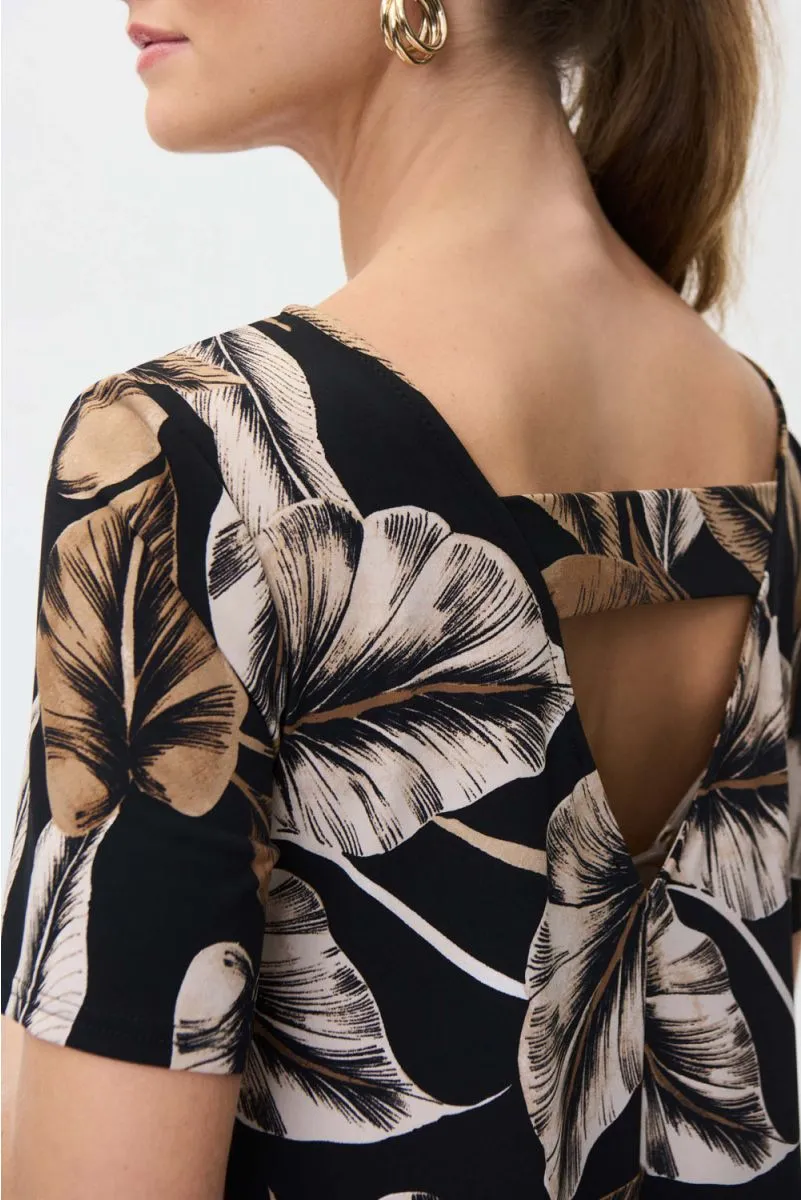 Women's Joseph Ribkoff | Palm Print Shirt Dress | Black and Taupe