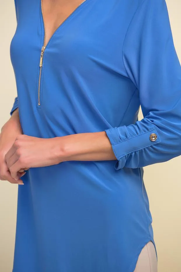 Women's Joseph Ribkoff | Zipper Detail Top | Aegean Sea Blue