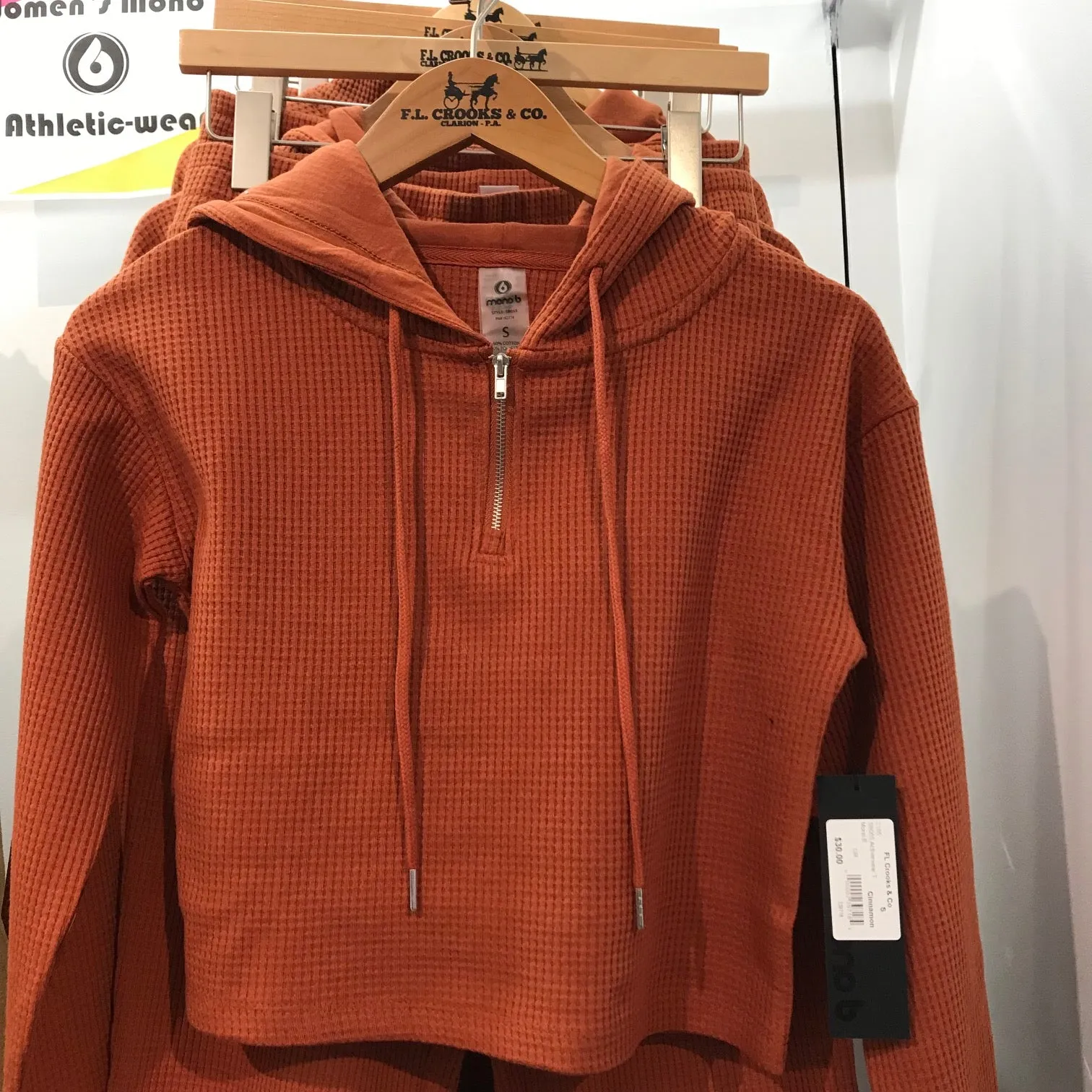 Women's Mono B | Crop Waffle Fabric Hoodie | Cinnamon