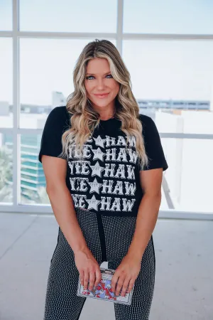 Yeehaw Stacked Graphic Tee - Black