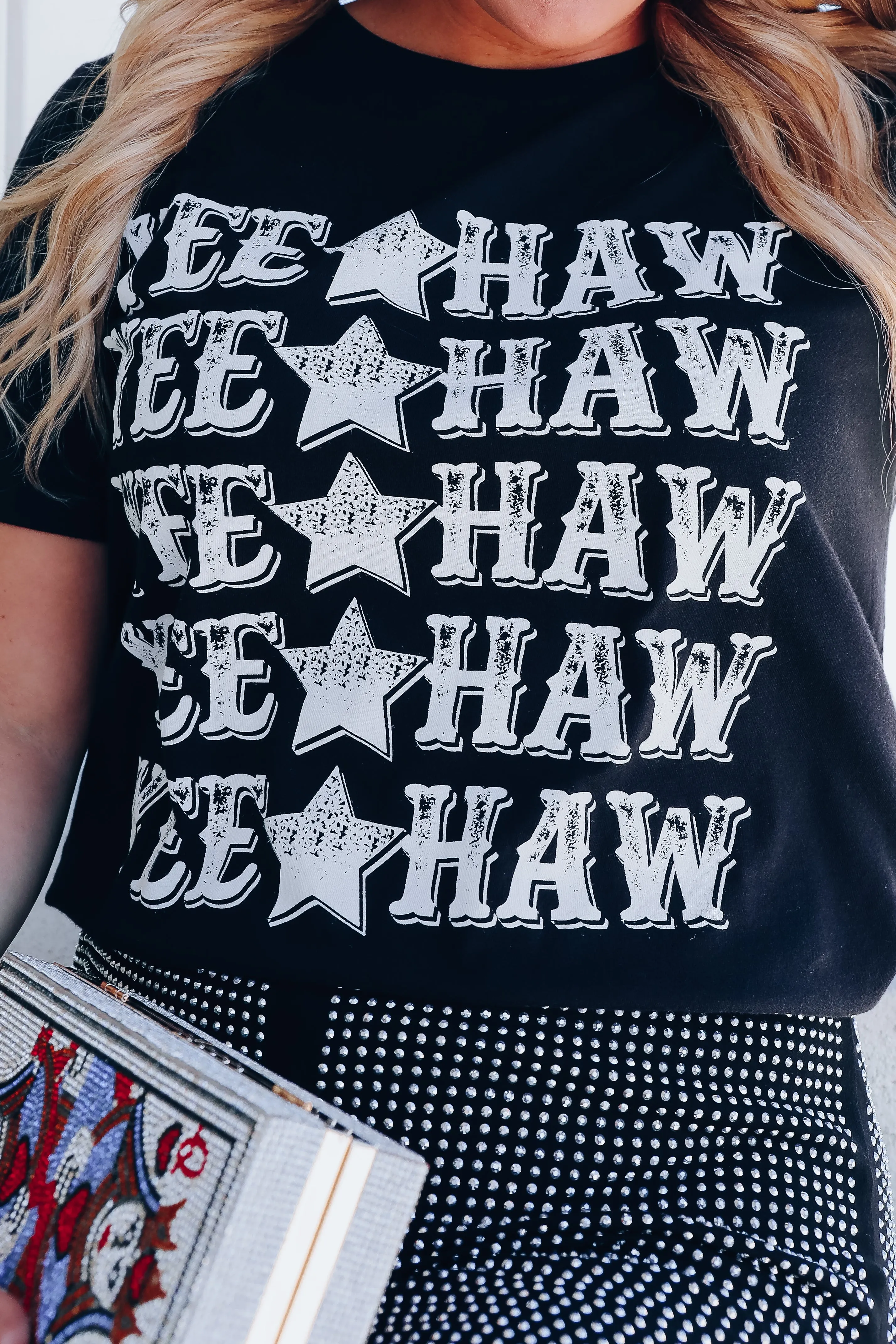 Yeehaw Stacked Graphic Tee - Black