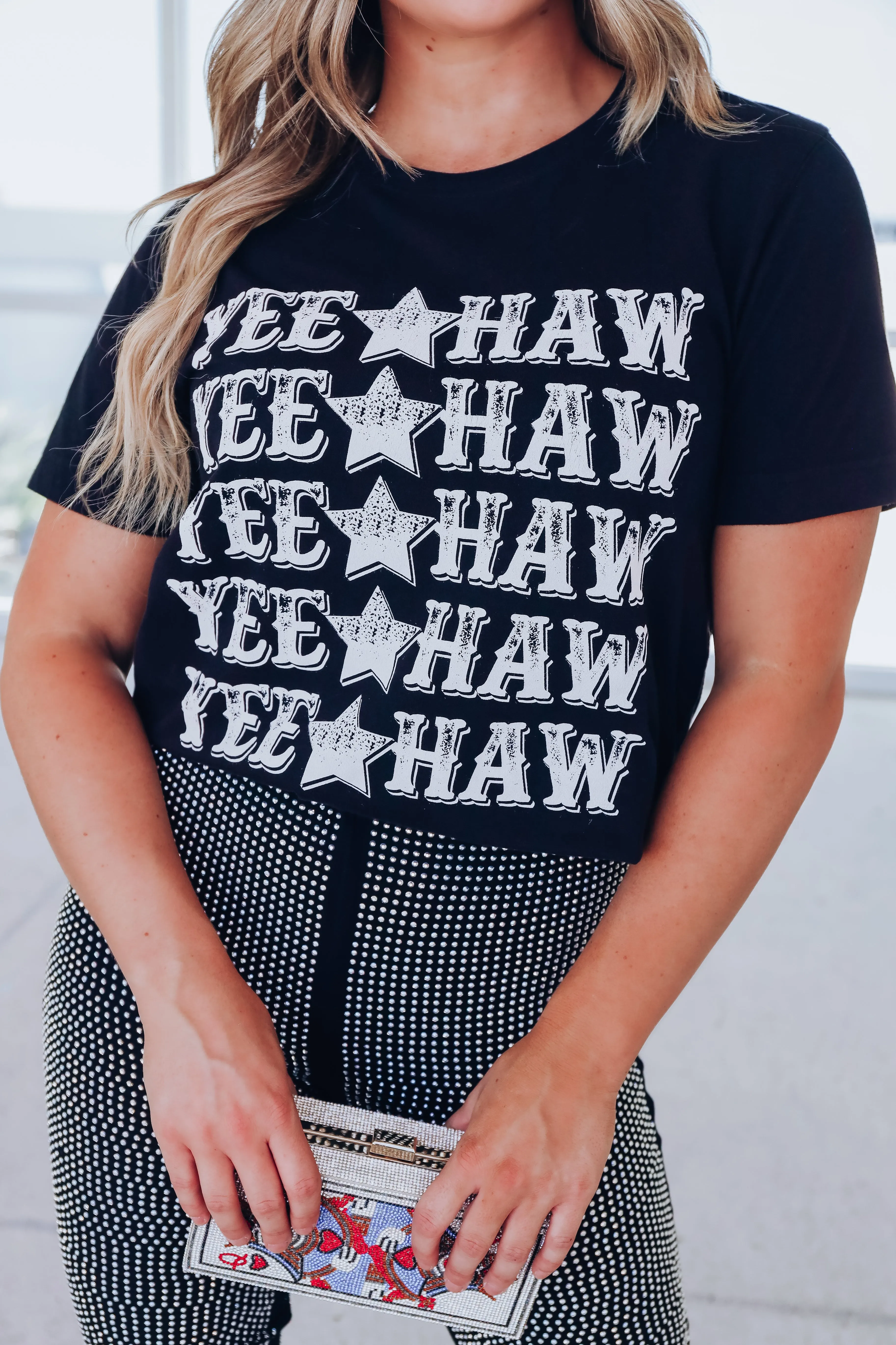 Yeehaw Stacked Graphic Tee - Black