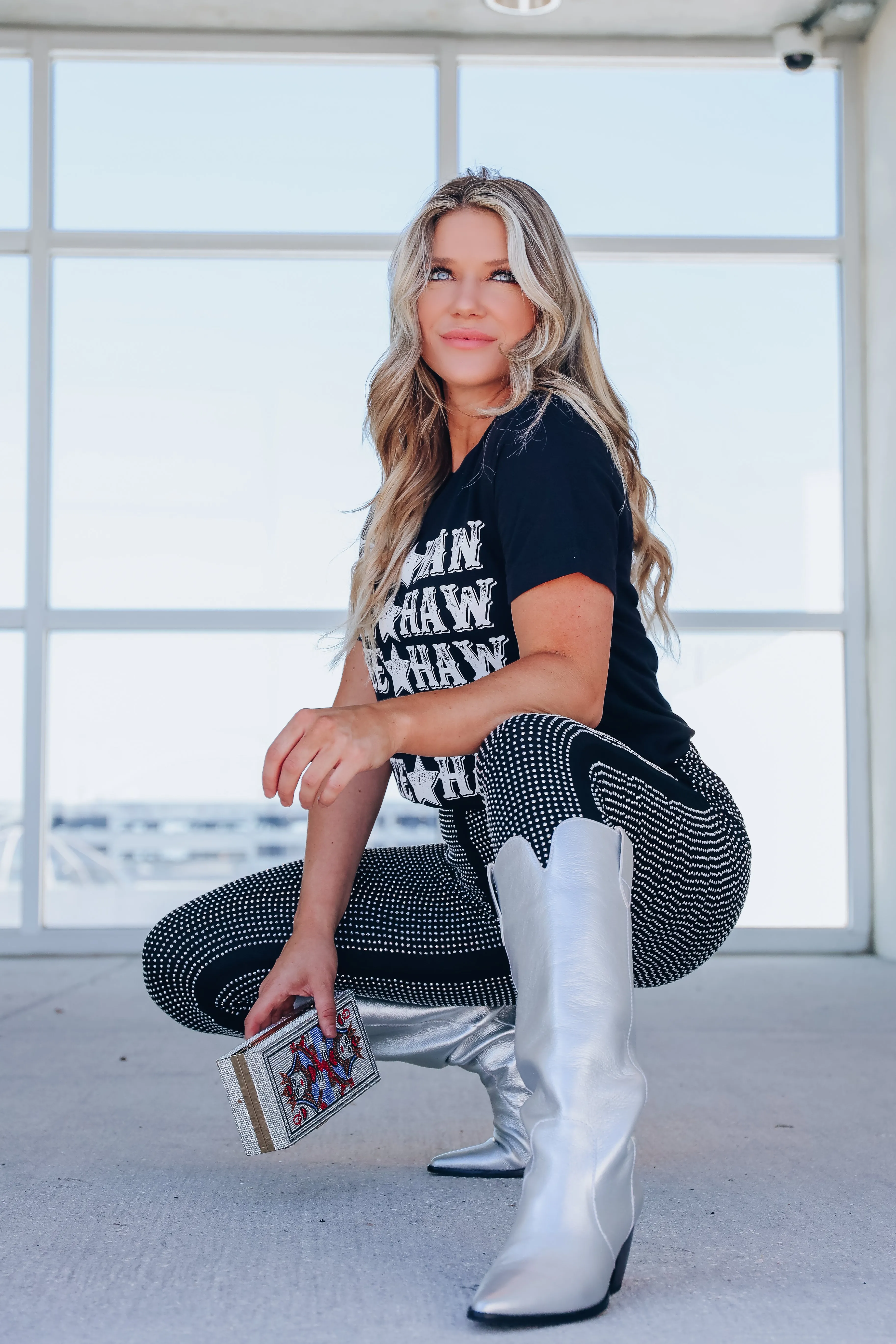 Yeehaw Stacked Graphic Tee - Black